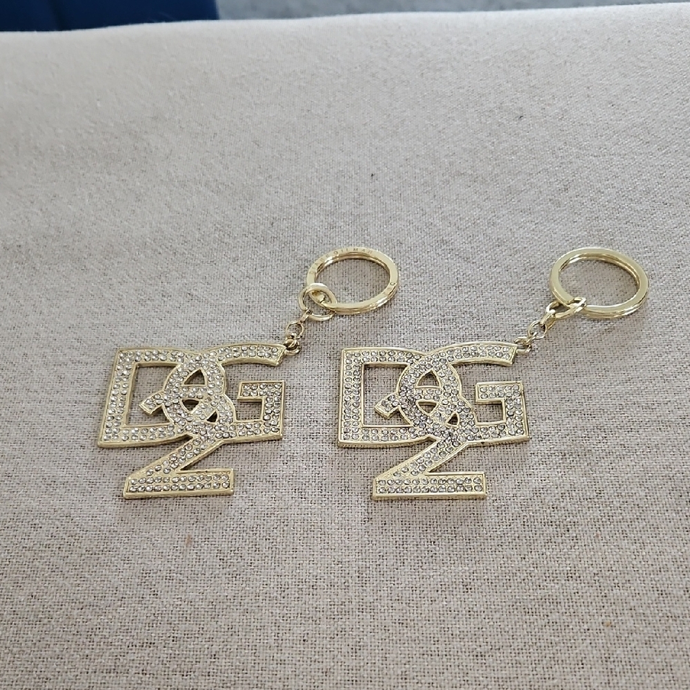 Gold Tone Keychains with Crystal Accents